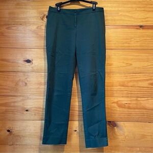 Lafayette 148 New York Hunter Green Flat Front Slacks Pants 4